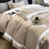 Jacquard Double Fabric Ice Silk Silky Comfort Bed Sheet Set