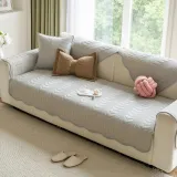 Cream Style Leaf Pattern Sofa Anti-Scratch Non-Slip Couch Cover