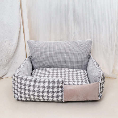 Luxury Houndstooth Cotton-Linen All Seasons Comfort Dog & Cat Sofa Bed