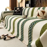 Venus Striped Geometric Chenille Full-Cover Throw Couch Cover