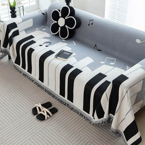 Funny Piano Chenille Fabric Sofa Decoration Throw Couch Cover