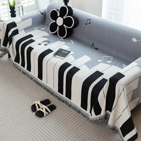 Funny Piano Chenille Fabric Sofa Decoration Throw Couch Cover