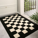 Modern Checkered Anti-Stain Non-Slip Front Door Mat for Muddy Dog Paws