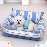 Cotton Full-Surround Dog & Cat Sofa Bed with Pillow