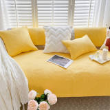 Minimalist All-Season Solid Cotton Geometric Quilted Anti-Slip Couch Cover