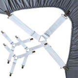 Adjustable Non-Slip Elastic Bed Sheet Straps with Metal Clips