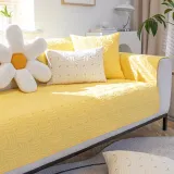 Weave Pattern Cotton Quilted Sectional Couch Cover