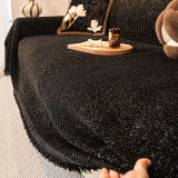 Chenille Starry Glitter Design with Fringe Trim Throw Couch Cover
