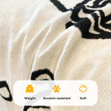 Cute Hand-Drawn Cat Pattern Reversible Chenille Throw Couch Cover