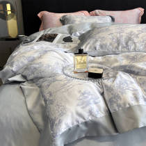 Nordic Floral Print Natural Ice Silk Washed Summer Bed Sheet Set