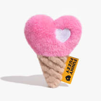 FUNNYFUZZY Summer ChillHeart Plush Squeaky Dog Toy - Ice Cream