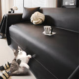 Modern Faux Leather Anti-Scratch Throw Couch Cover