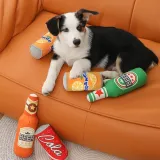 Funny Cute Plush Squeaky Dog Toys Beer and Drinks Chew Toys