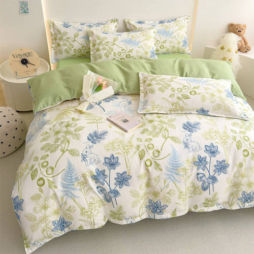 Brushed Washed Cotton Floral Bed Sheet Set