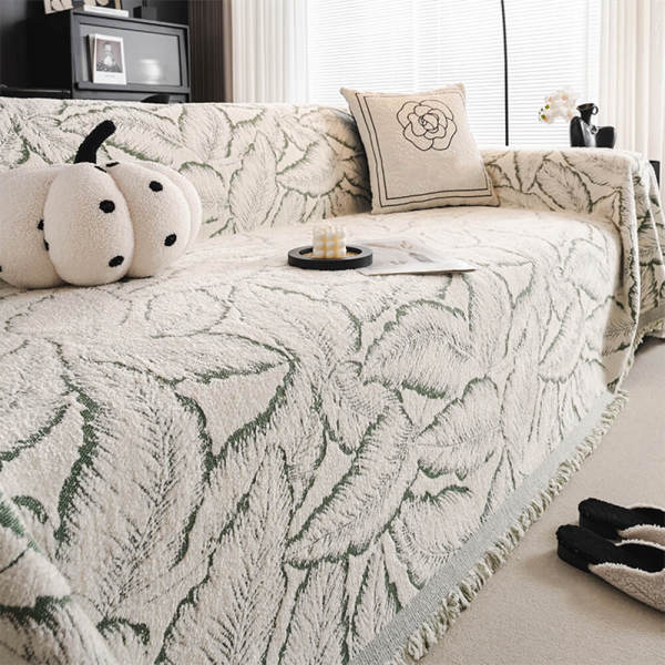 Palm Leaf Print Thickened Sofa Protection Multi-Purpose Throw Couch Cover