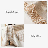 Retro Gingham Pattern Chenille with Decorative Tassels Throw Couch Cover