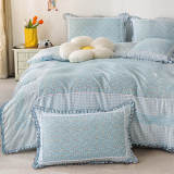 Country Style Plaid Brushed Duvet Cover Bed Sheet Set