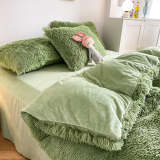 Romantic Luxury Thickened Warm Long Plush Bed Sheet Set
