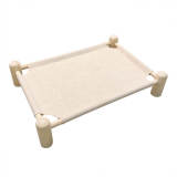 Linen and Wooden Elevated Dog Bed
