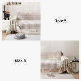 Retro Gingham Pattern Chenille with Decorative Tassels Throw Couch Cover
