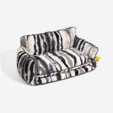Trendy Striped Faux Lambswool Double Layer Dog & Cat Sofa Bed