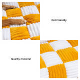 Cream Square Plaid Cozy Dog Mat Furniture Protector Cover