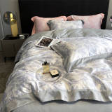 Nordic Floral Print Natural Ice Silk Washed Summer Bed Sheet Set