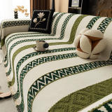 Venus Striped Geometric Chenille Full-Cover Throw Couch Cover