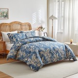 Simplistic Leaf Pattern Skin-Friendly Breathable Comforter Set with Pillowcases