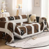 Cute Hand-Drawn Cat Pattern Reversible Chenille Throw Couch Cover