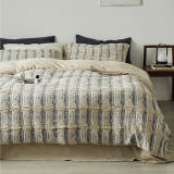 Diamond Jacquard Double-Layer Crinkled Cotton Bed Sheet Set