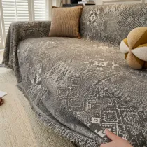 Moroccan Pattern Reversible Chenille Cat-Scratch Resistant Throw Couch Cover