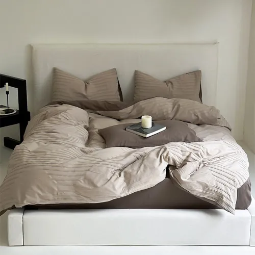 Striped Yarn-Dyed Cotton Duvet Cover Bed Sheet Set