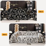 Chenille Floral Art with Tassel Edge Non-Slip Throw Couch Cover