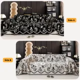 Chenille Floral Art with Tassel Edge Non-Slip Throw Couch Cover