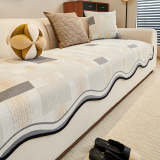 Vintage Chenille Irregular Patchwork Couch Cover