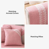 Pure Cotton Lace Trim Embossed Couch Cover