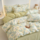 Brushed Washed Cotton Floral Bed Sheet Set