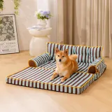 Stripe Waterproof Foldable Large Dog Sofa Bed - Sunny Siesta