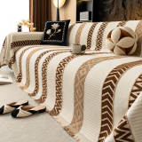 Venus Striped Geometric Chenille Full-Cover Throw Couch Cover