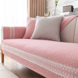 Pure Cotton Lace Trim Embossed Couch Cover