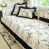 Chenille Floral Ruffle Design Anti-Slip Couch Cover