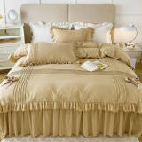 Elegant Bow-Decorated Milk Velvet Comfort Bed Sheet Set with Bed Skirt