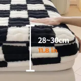 Milk Velvet Checkered Bedding Fitted Sheet Mattress Cover