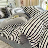 Modern Cozy Style Striped Textured Duvet Cover Bed Sheet Set