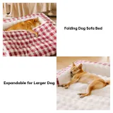 Classic Plaid Ergonomic Calming Dog Bed - Expandable＆Washable