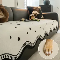 Chenile Fabric Sofa Protector Wavy Edge Non-Slip Couch Cover