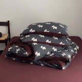 Cute Puppy Jacquard Knit Cotton Duvet Cover Bed Sheet Set
