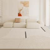 Creamy Striped Minimalist Modern Cashmere Rug