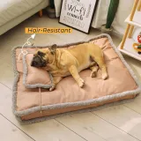 Luxurious Retro Faux Leather Deep Sleep Dog Bed with Pillow